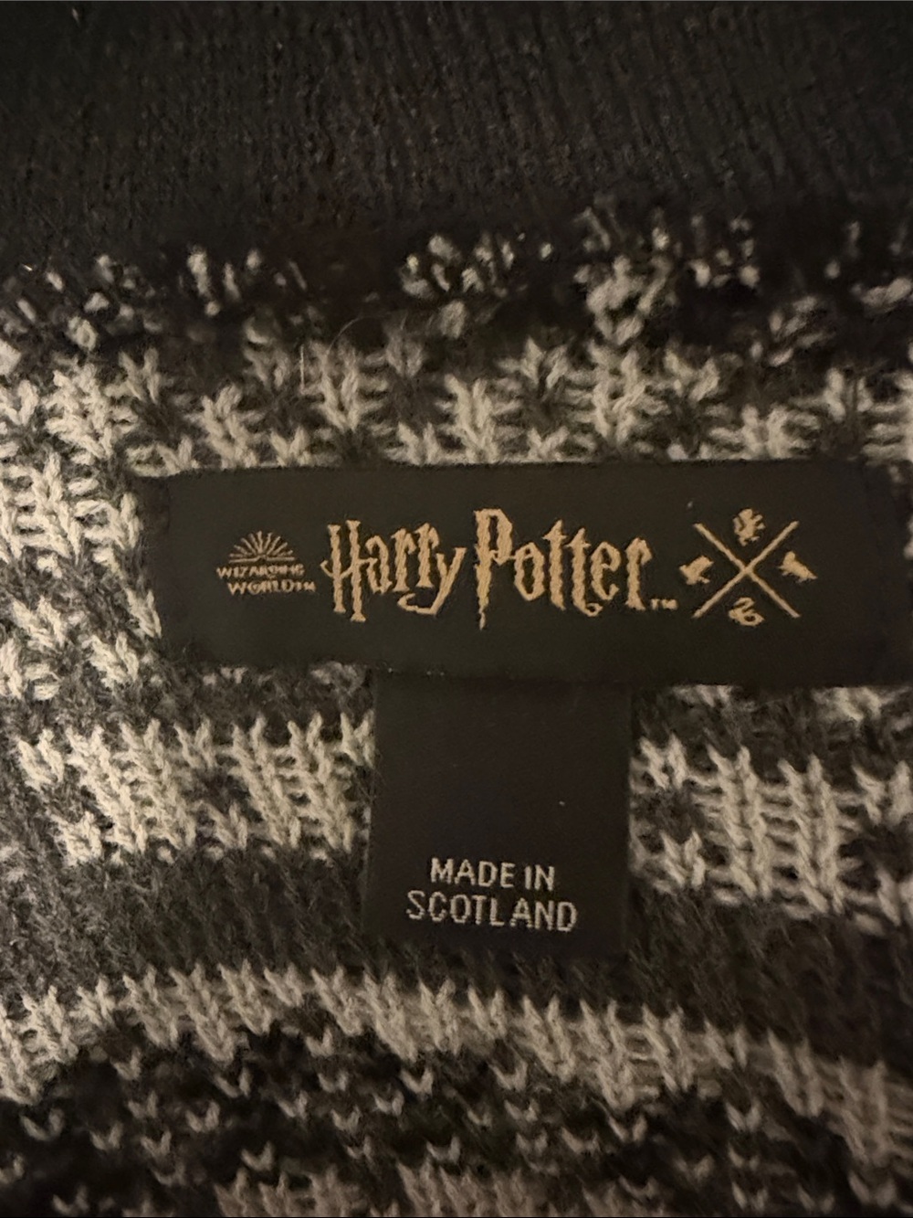 Rare Discontinued Harry Potter Neville Black & Cream Knit Cardigan